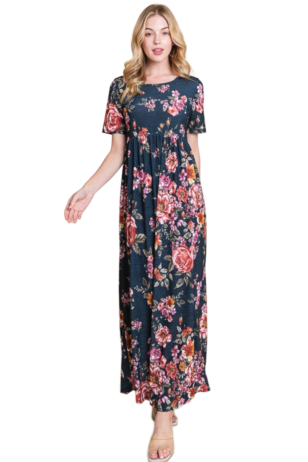 Floral Short Sleeve Maxi Dress