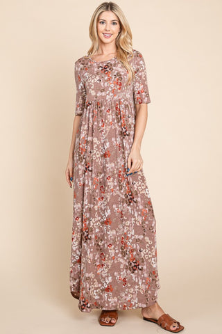 Printed Shirred Maxi Dress