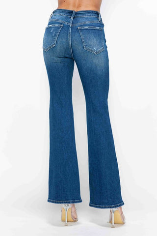 Full Size High Rise Boot cut Jeans with Pockets