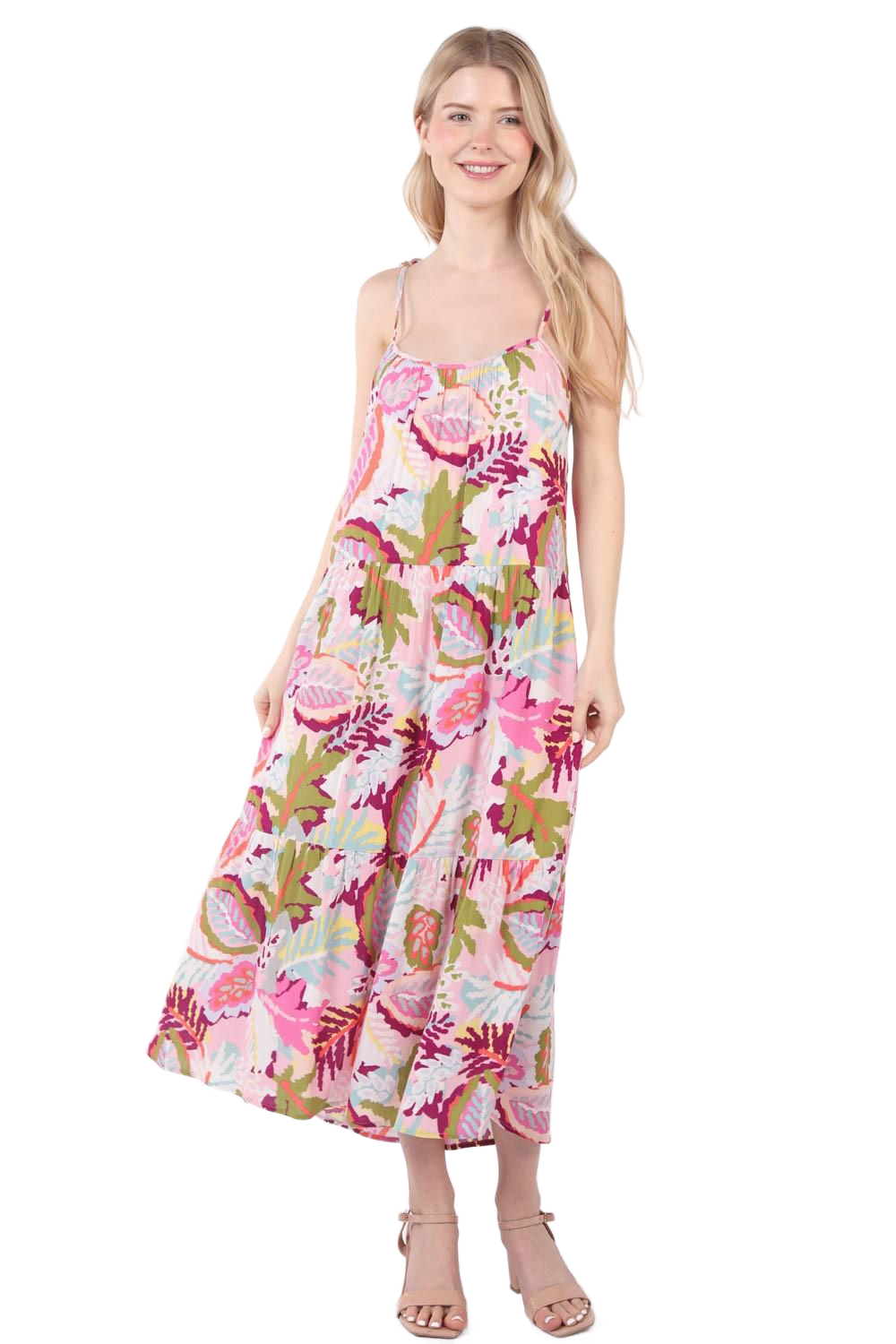 Tropical Printed Cami Midi Dress