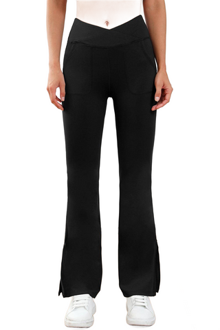 Wide Waistband Slit Boot cut Active Pants