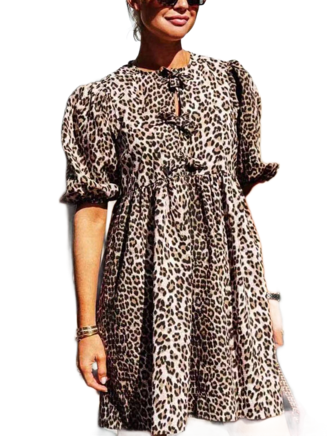 Leopard Short Sleeve Mini Dress