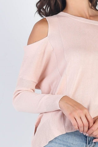 Cold Shoulder Long Sleeve Knit Top