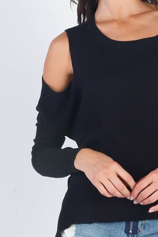 Cold Shoulder Long Sleeve Knit Top