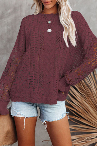 Lantern Sleeve Dropped Shoulder Sweater