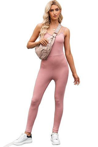 Double-Strap Scoop Neck Sports Jumpsuit