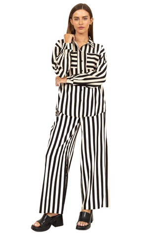 Striped Button Up Shirt and Pants Set