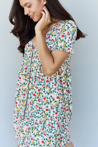 Full Size V-Neck Ruffle Sleeve Floral Dress