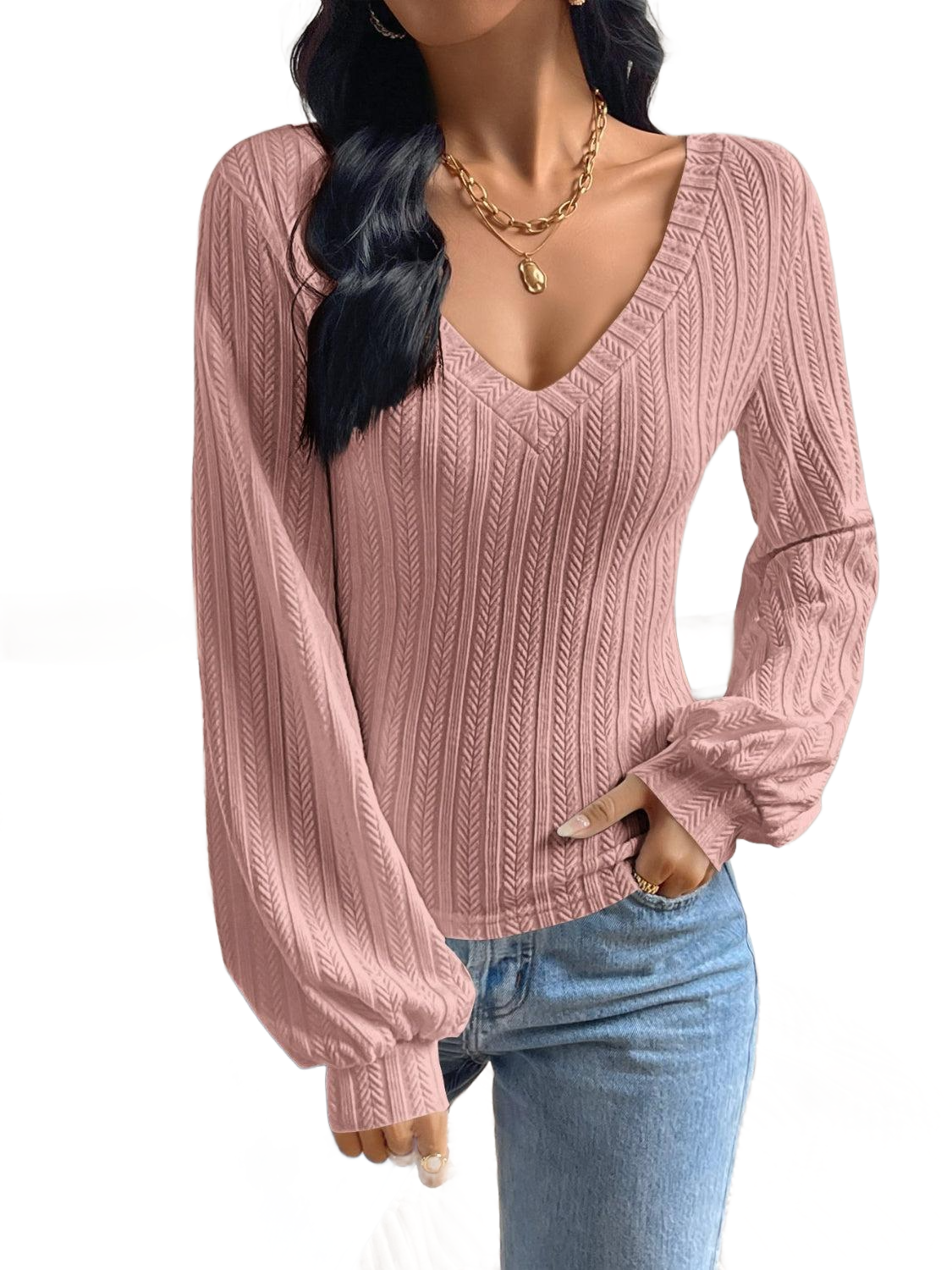 V-Neck Long Sleeve T-Shirt