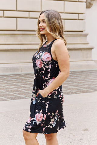 Full Size Foral Lace Detail Sleeveless Dress