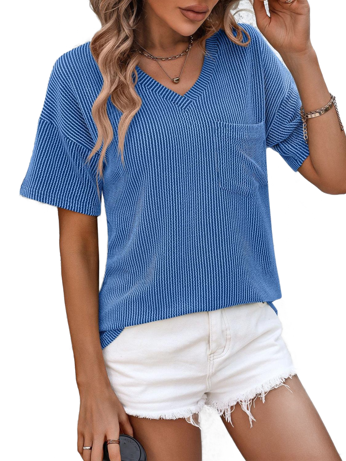 V-Neck Dropped Shoulder T-Shirt