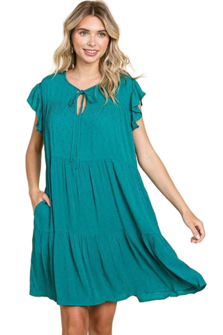 Ruffle Cap Sleeve Tiered Dress