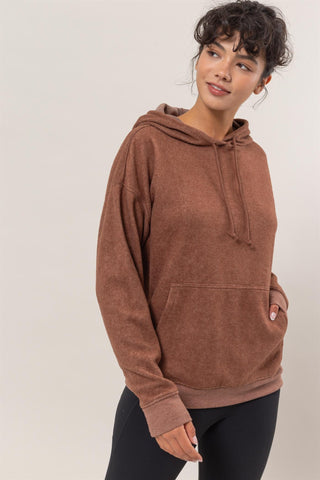 HAYFEVER Brushed Long Sleeve Hoodie with Kangaroo Pocket