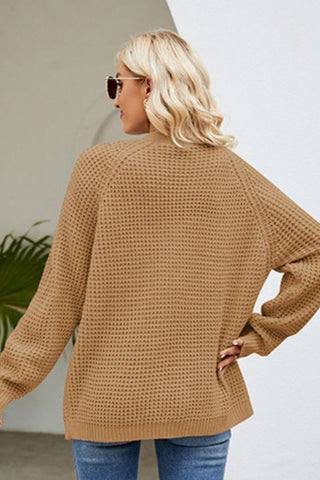 Open Front Raglan Sleeve Pocketed Cardigan