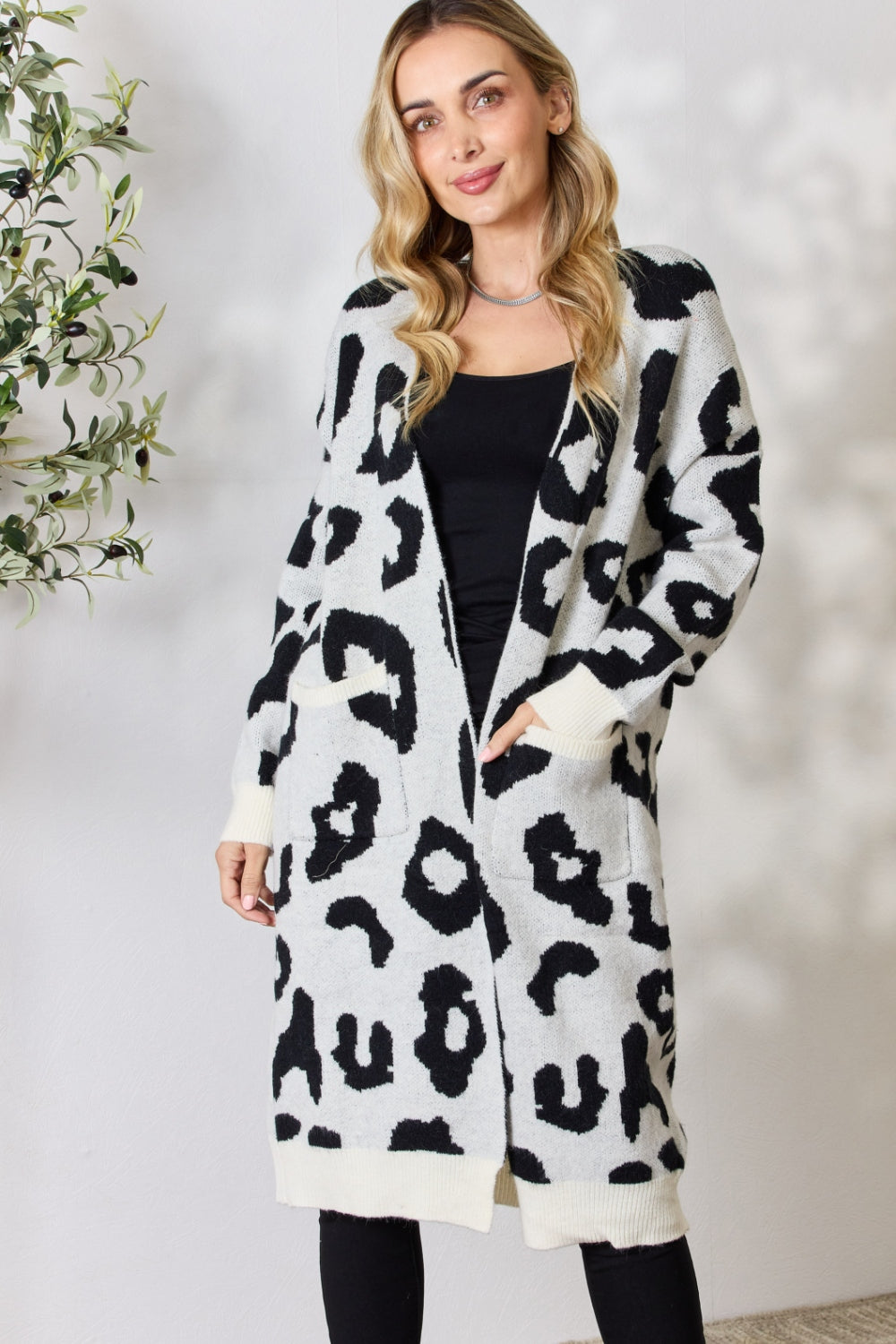 Leopard Open Front Cardigan