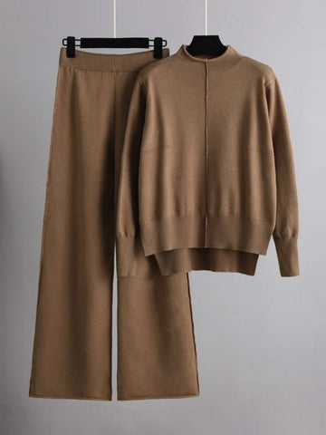 Basic Bea Mock Neck Long Sleeve Top and Pants Sweater Set