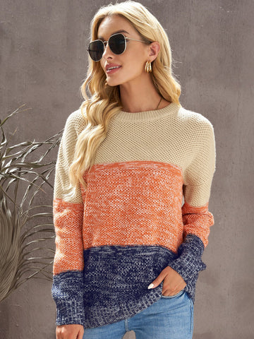 Color Block Dropped Shoulder Sweater