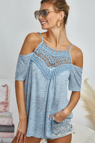 Bib Front Crochet Lace Adjustable Strap Top