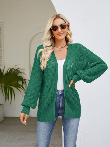 Open Front Lantern Sleeve Cardigan