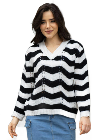 Striped V-Neck Sweater