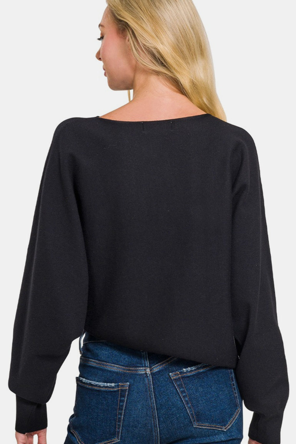 Banana Asymmetric Hem Long Sleeve Sweater