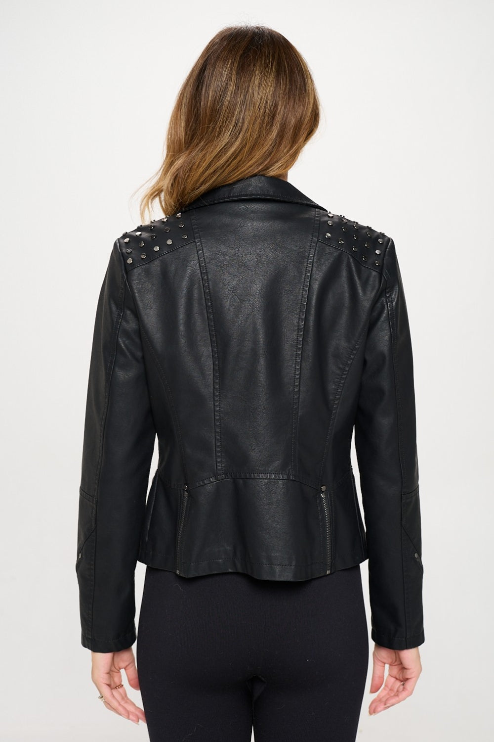 Coalition LA Studded Classic Motor Faux Leather Jacket