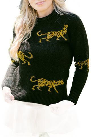 Animal Print Round Neck Sweater