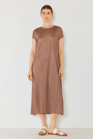 Swim Pleated Cap Sleeve A-Line Dress