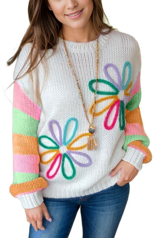 Color Block Round Neck Sweater