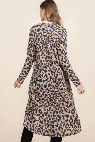 Celeste Full Size Leopard V-Neck Long Sleeve Cardigan