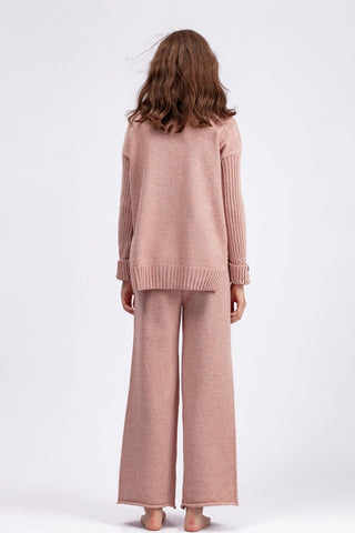 Basic Be High-Low Turtleneck Long Sleeve Top and Pants Sweater Set