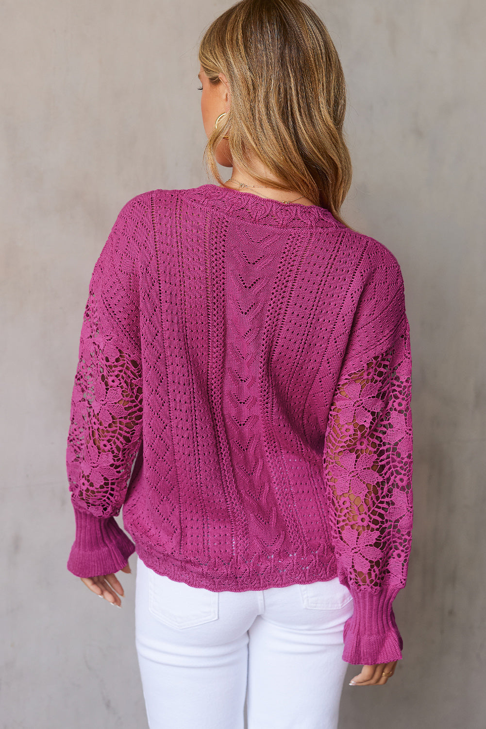 Lantern Sleeve Dropped Shoulder Sweater