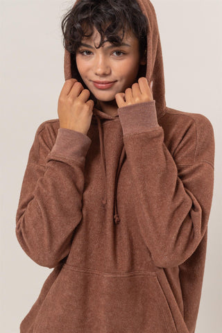 HAYFEVER Brushed Long Sleeve Hoodie with Kangaroo Pocket