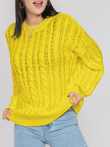 Round Sleeve Cable-Knit Sweater