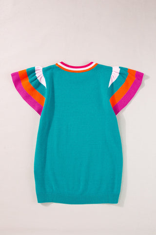 Color Block Round Neck Knit Top