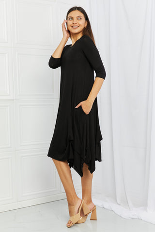 Full Size Pick-up Hem Asymmetric Midi Dress