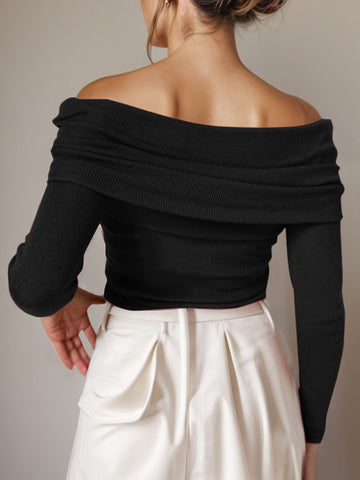 Off-Shoulder Long Sleeve Sweater