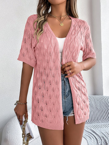 Open Front Short Sleeve Cardigan