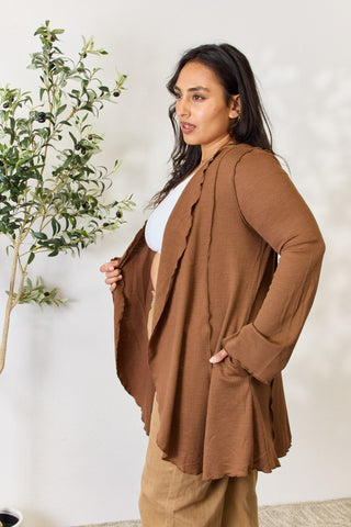 Culture Code Full Size Open Front Long Sleeve Cardigan