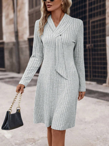 Ribbed Long Sleeve Sweater Dress