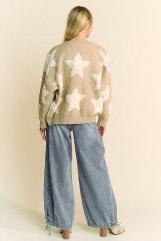 Davis & Dani Fuzzy Star Button Down Cardigan