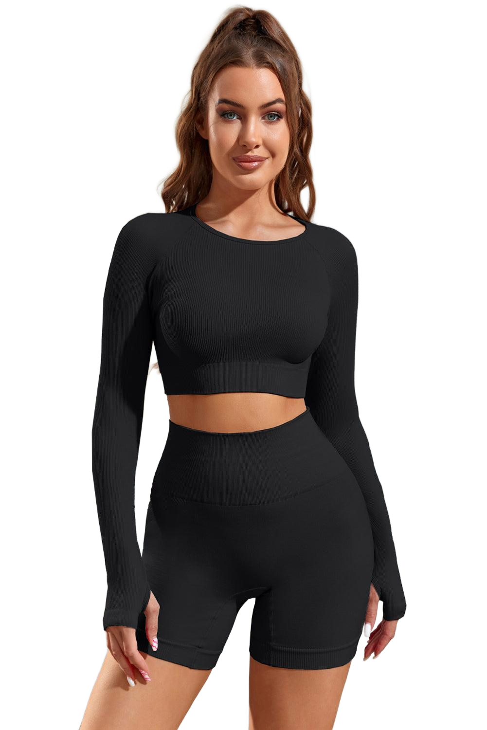 Round Neck Long Sleeve Active Top