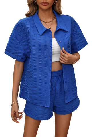 Button Up Half Sleeve Top and Shorts Set