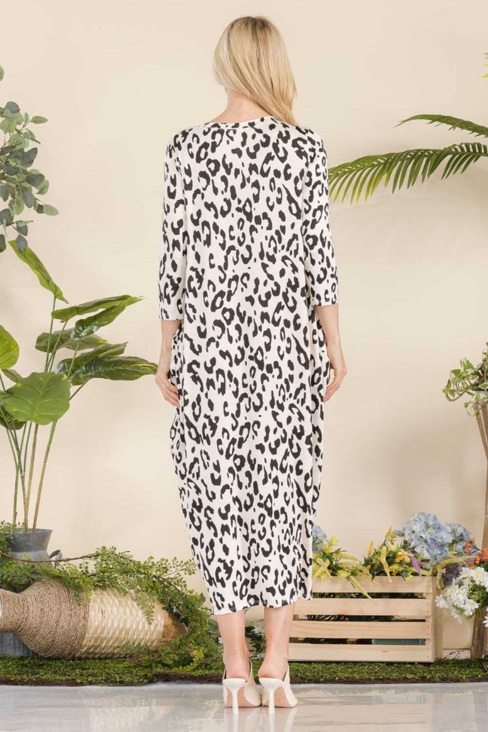 Full Size Leopard Contrast Dress with Pockets