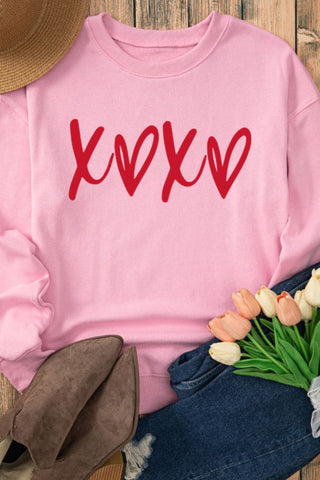 Valentine’s Day OXO Round Neck Drop Shoulder Sweatshirt