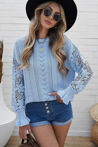 Lantern Sleeve Dropped Shoulder Sweater