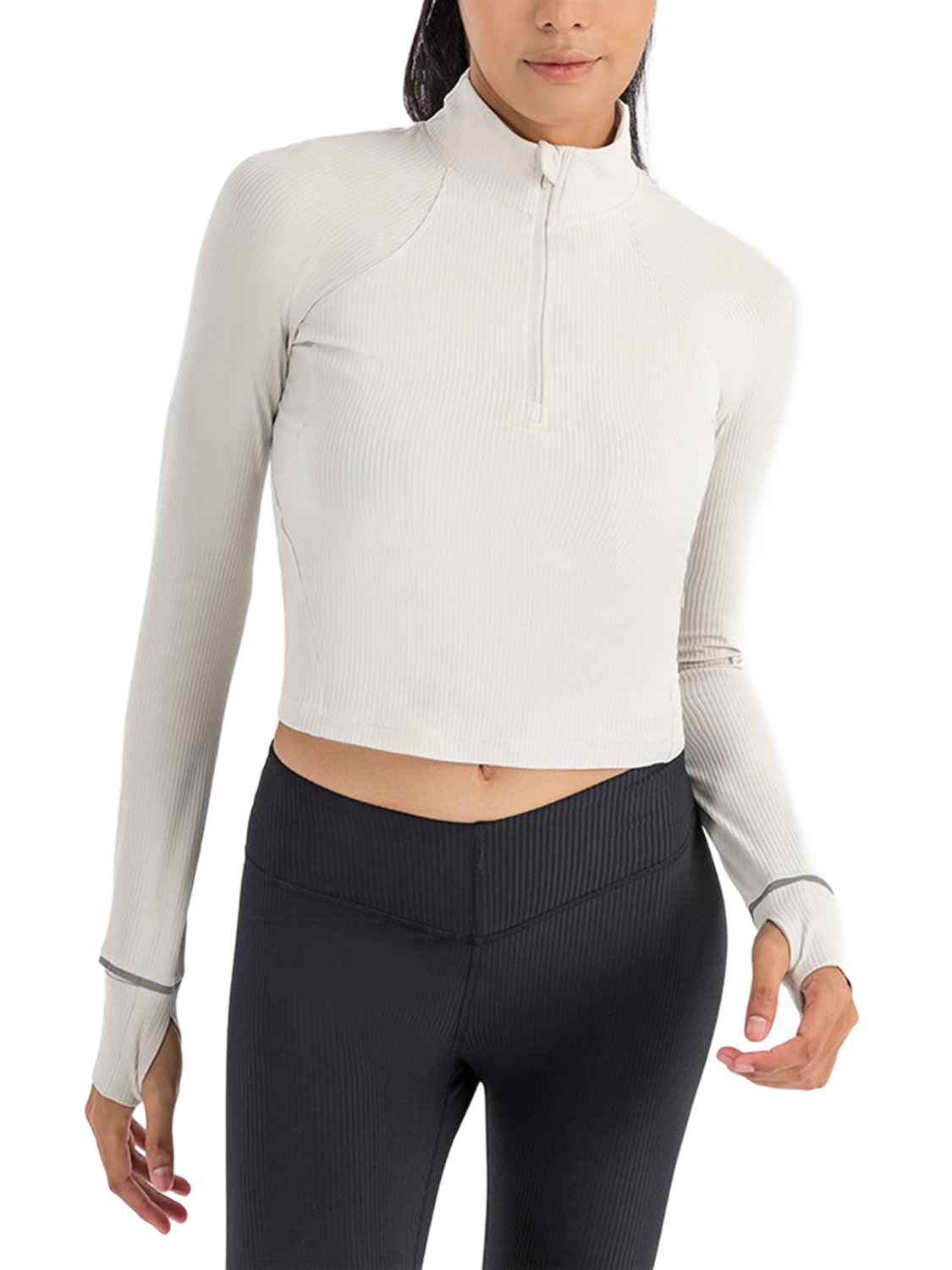 Mock Neck Half Zip Long Sleeve Sport Top