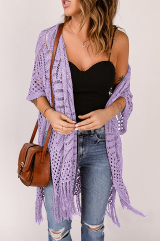 Open Front Cardigan with Fringes