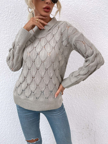 Cutout Dropped Shoulder Sweater