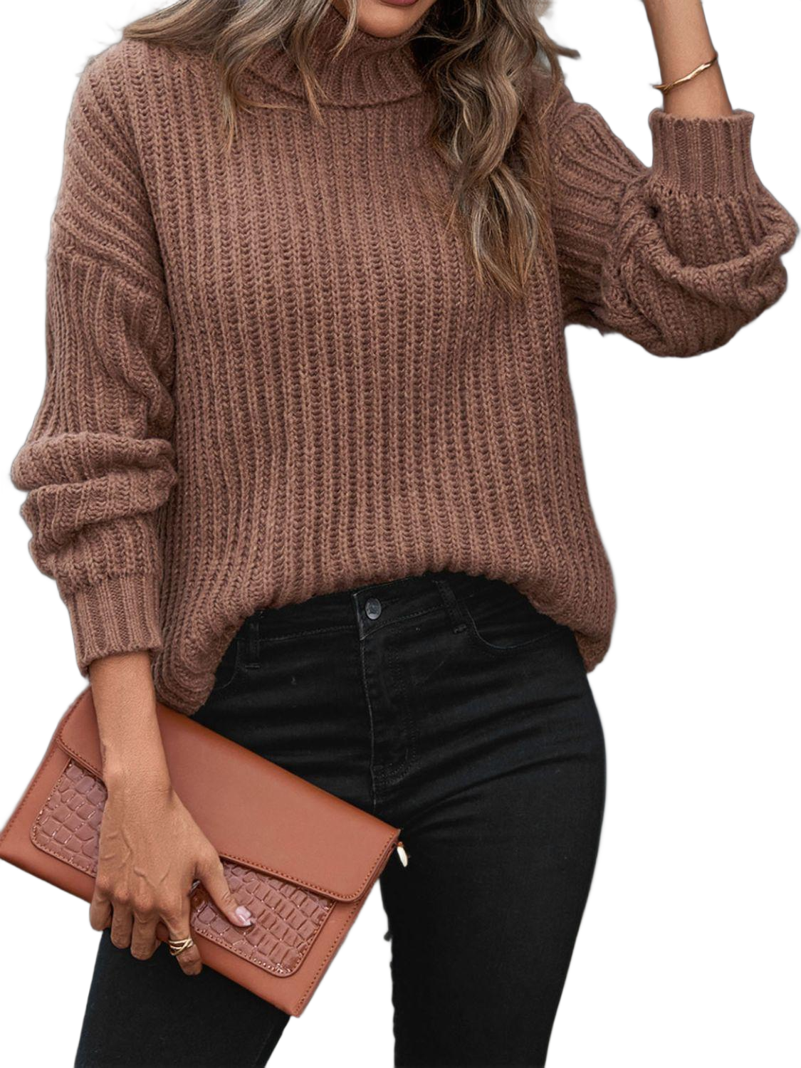 Turtleneck Rib-Knit Sweater